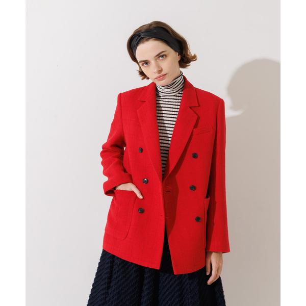 ジャケット テーラードジャケット ツィードダブルジャケット レディース