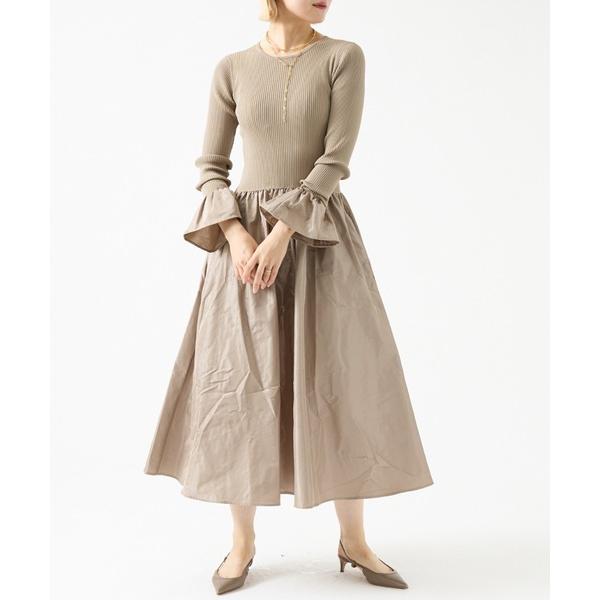 ワンピース リブニットコンビワンピース