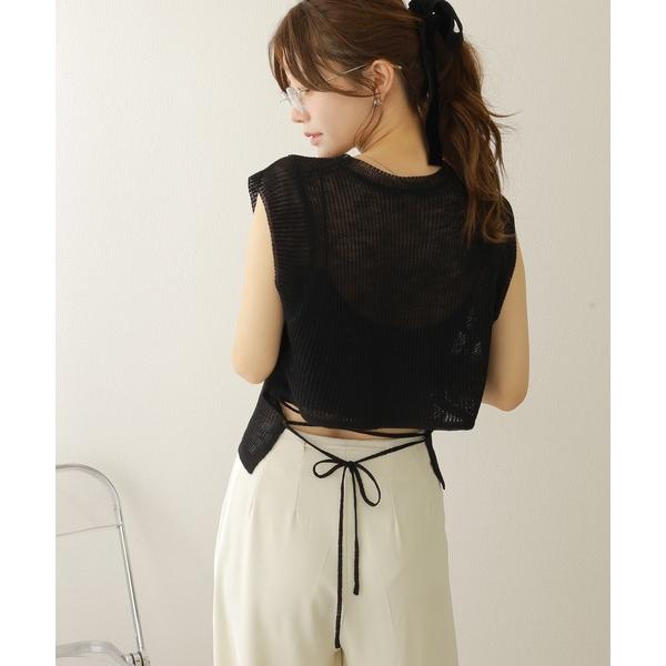ニット セーター irregular hem knit tops /イレギュラーヘムノースリニットト...