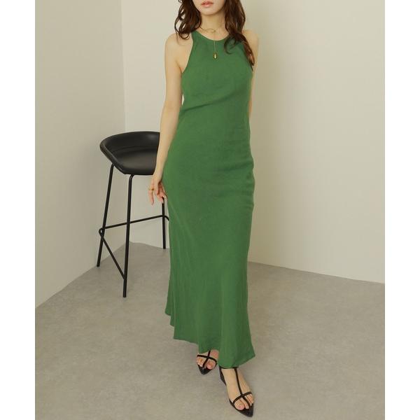 ワンピース linen american sleeve long dress /リネンナローアメリカ...