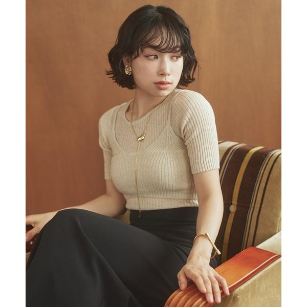 ニット セーター bustier layered rib knit /ビスチェレイヤードリブニットト...