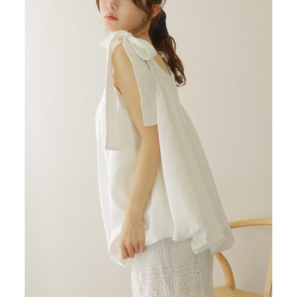 ブラウス シャツ ribbon balloon sleeveless blouse /肩リボンバルー...