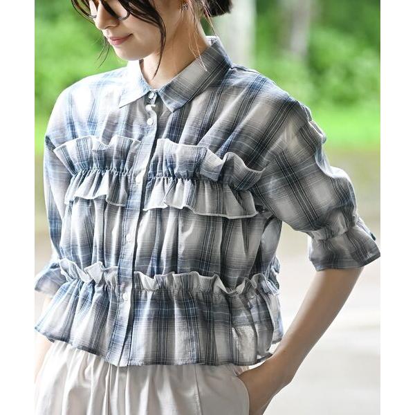 ブラウス シャツ チェックシャーリングシャツ レディース