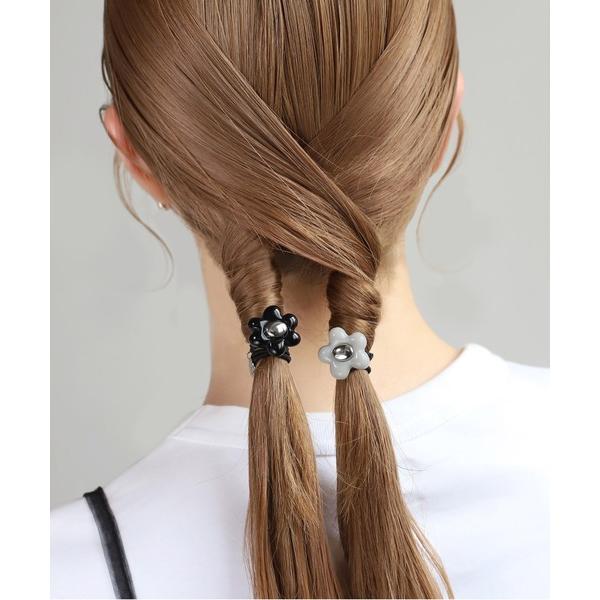 ヘアゴム フラワーポニーフック「2個セット」