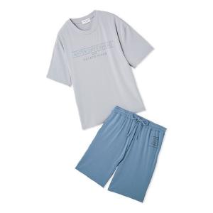 パジャマ 「HOMME」クールレーヨンロゴTシャツ＆ハーフパンツセット メンズ