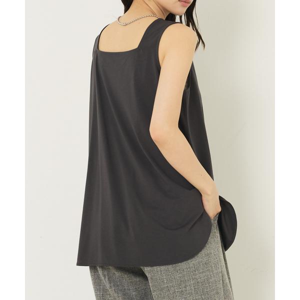 タンクトップ ノースリーブ 「2WAY」スクエアネックシャツヘムタンク/レイヤードインナー レディー...