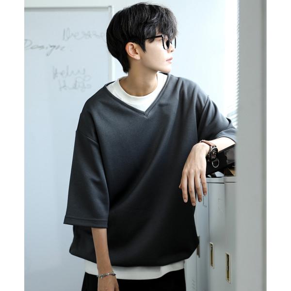 tシャツ 「neos」ルーズシルエット Vネック 裾 ドローコード Tシャツ メンズ レディース