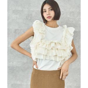 tシャツ ナイロン ドッキング ビスチェ風 プルオーバー レディース