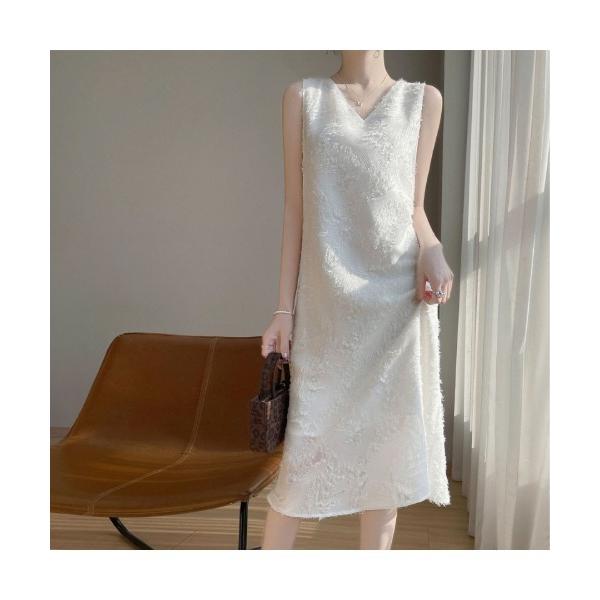 ワンピース おしゃれな夏服。一枚でこなれる上品シャギーフリンジIラインワンピース