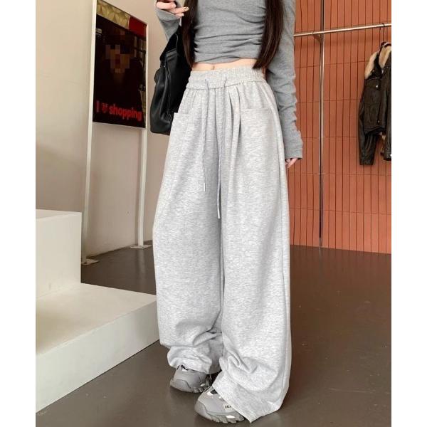 スウェットパンツ ジャージ ドローコード フロントポケット ワイドスウェットイージーパンツ レディー...