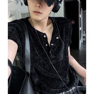 tシャツ ベロアリブヘンリーネック半袖Tシャツ メンズ レディース