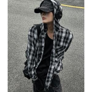 シャツ ブリーチェックフードシャツ メンズ レディース