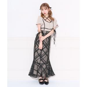 ワンピース 袖フレアマーメイドワンピース
