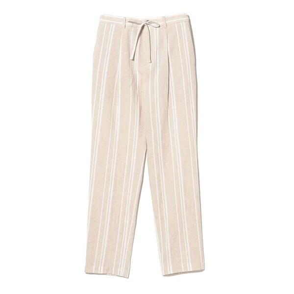 パンツ リネンコットン ベージュ オルタネイトストライプ イージーパンツ メンズ