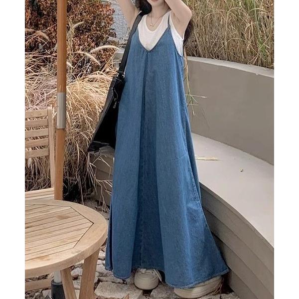 デニムスカート YUGA-SELECT   サスペンダーデニムロングスカート