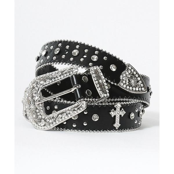 ベルト スタッズ×ラインストーン・レオパードベルト メンズ レディース ユニセックス メンズ レディ...