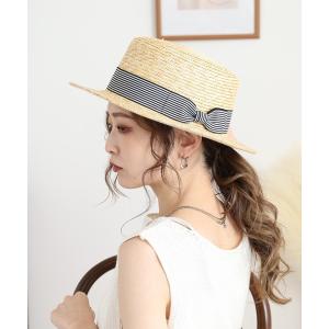 田中帽子店 帽子 ハット 日本製 ロングリボンカンカン帽 麦わら帽子