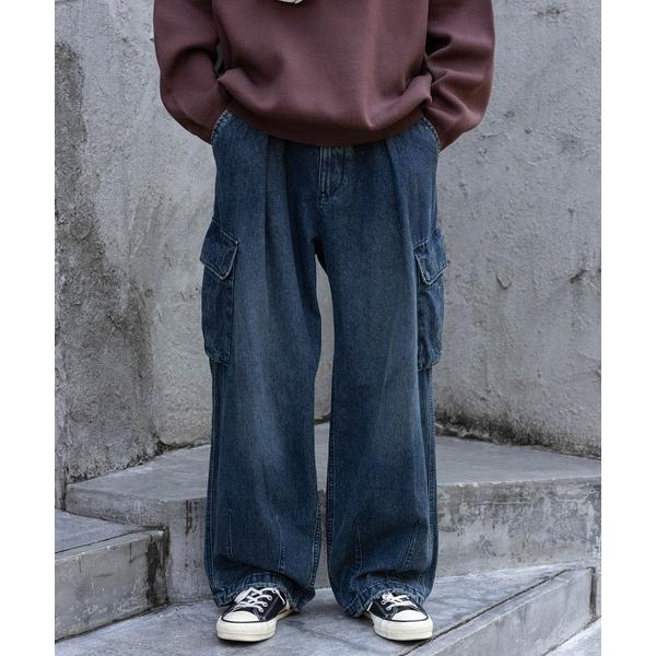 ジーンズ ヴィンテージライク/デニムバギーカーゴパンツ メンズ