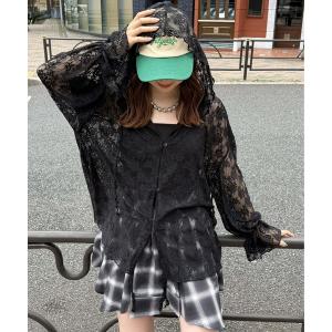 tシャツ レースドロストパーカーカーディガン レディース