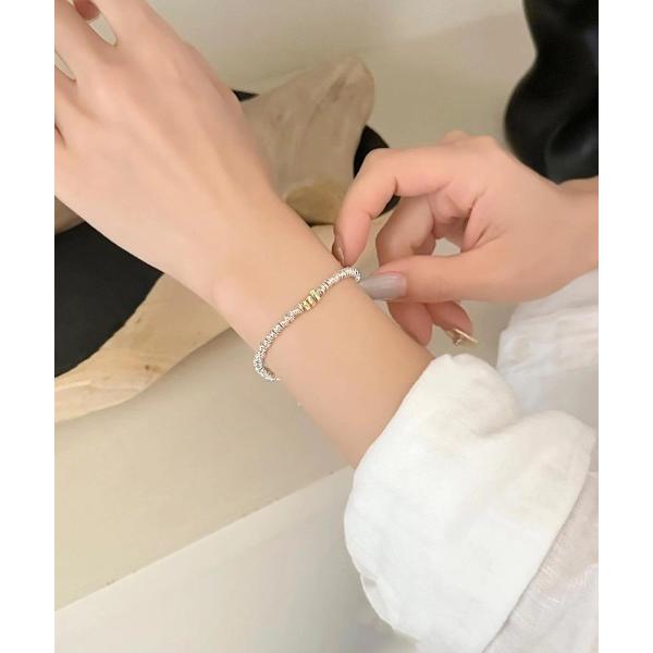 ブレスレット ランダムな輝きのシルバービーズブレスレット レディース