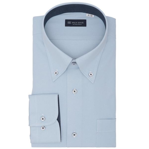 フォーマル シャツ 形態安定ノンアイロン ボタンダウン 長袖ストレッチビジネスワイシャツ（大きいサイ...