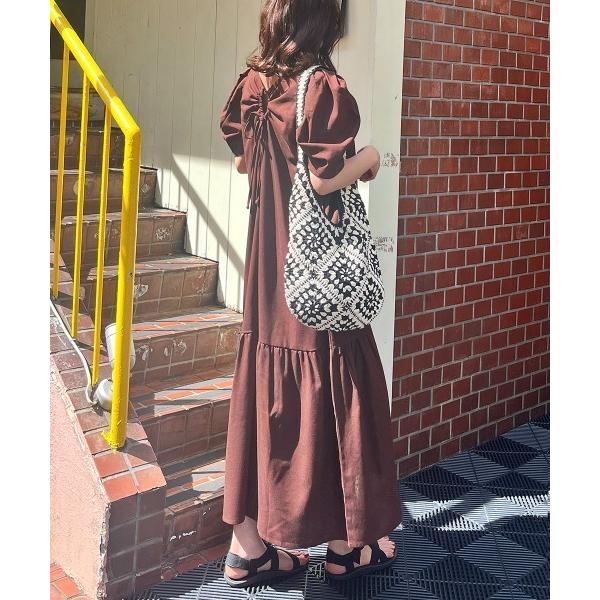 ワンピース バックりぼんリネンワンピース