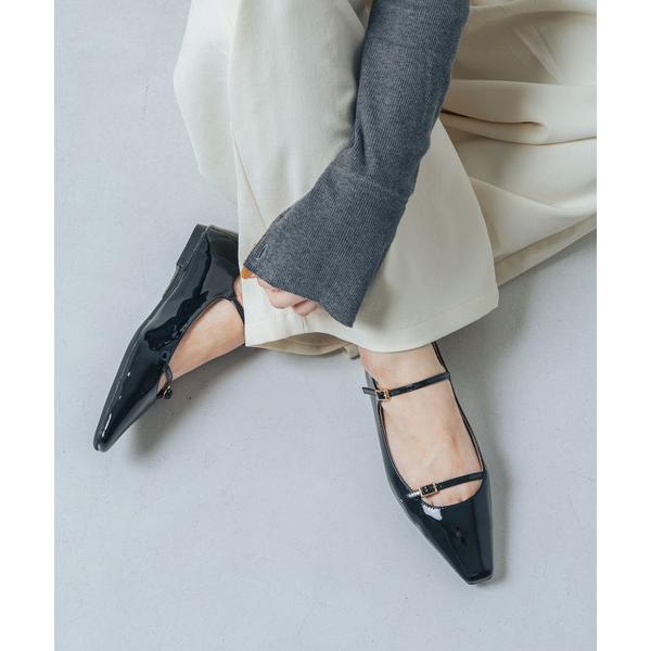 パンプス 「ふかふか・軽量」ソフトダブルストラップフラットパンプス IZ5775