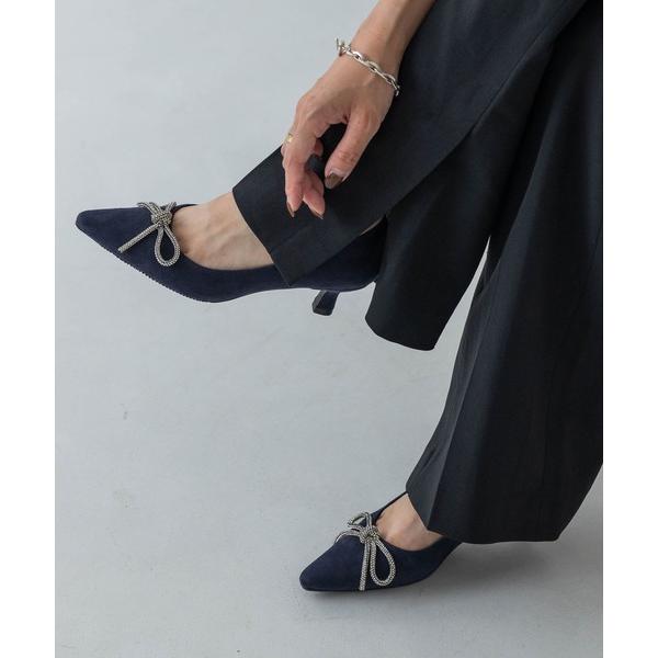 パンプス 「軽量・クッション入り」リボンスエード5cmパンプス IZ5794