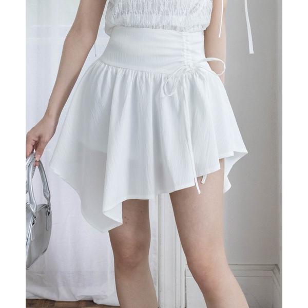 スカート ドロストリボンヘムミニスカート 「Y2K アシンメトリー 着回し抜群」「SS新作」