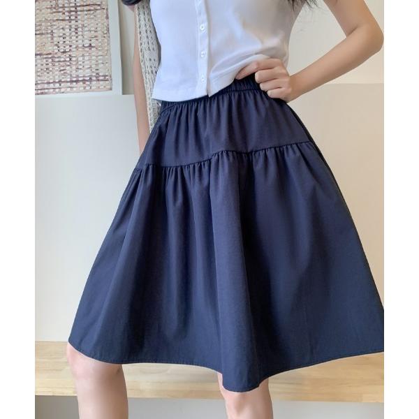 スカート ５分丈シンプルフレアスカート