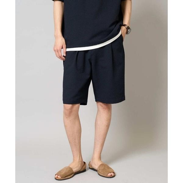 パンツ 「イージーケア/吸水速乾/毛玉になりにくい」シアサッカーワンタックハーフパンツ メンズ