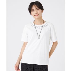tシャツ 「接触冷感」「ウォッシャブル」ネックエンブロイダリーカットソー レディース