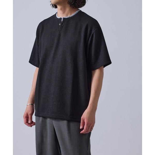 ヘンリーネック tシャツ j.n.r.d/変形鹿の子キーヘンリープルオーバー メンズ