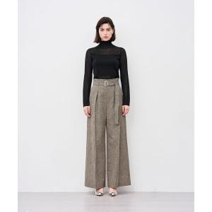 グレンチェック ワイドパンツ（レディースファッション