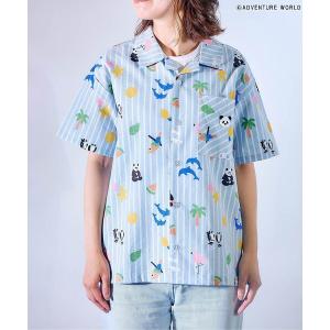 ブラウス シャツ 「リンク」アドベンチャーワールド開襟シャツ_おとな キッズ 子供服 男の子 女の子