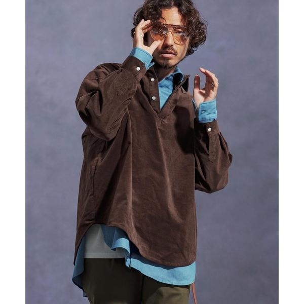 シャツ ms6169-ストレッチコーデュロイプルオーバーシャツ メンズ