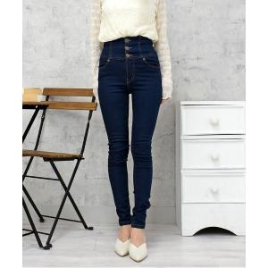 ジーンズ デニム デニムパンツ ボタンスキニーパンツ レディース
