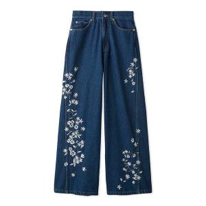 ジーンズ デニム デニムパンツ フラワー刺繍デニムパンツ レディース
