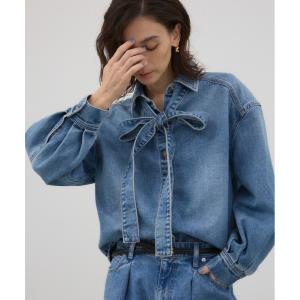 ブラウス シャツ ボウタイデニムシャツ　秋服 / 2WAY / リボン レディース