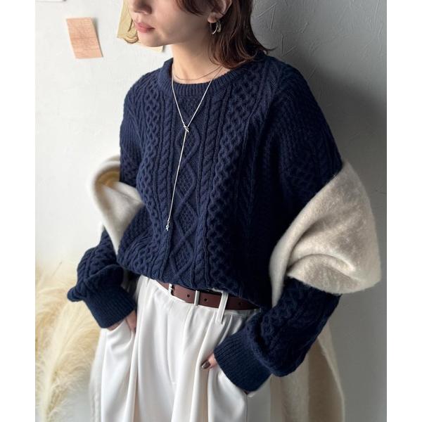 ニット セーター クラシカルなアラン編みが映える♪秋冬ムードをグッと高めるケーブルニットセーター レ...