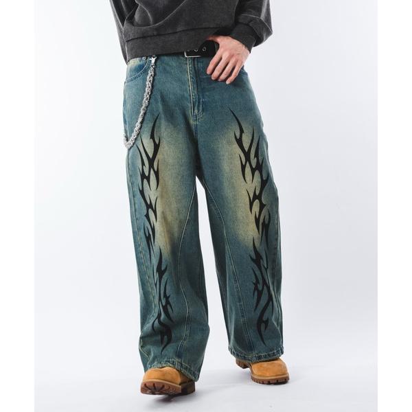 ジーンズ SHORT ROUND/トライバルデニムパンツ メンズ レディース