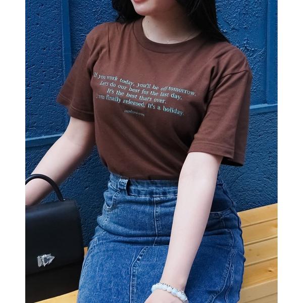 tシャツ 「＆soiree」フロント刺繍Tシャツ レディース