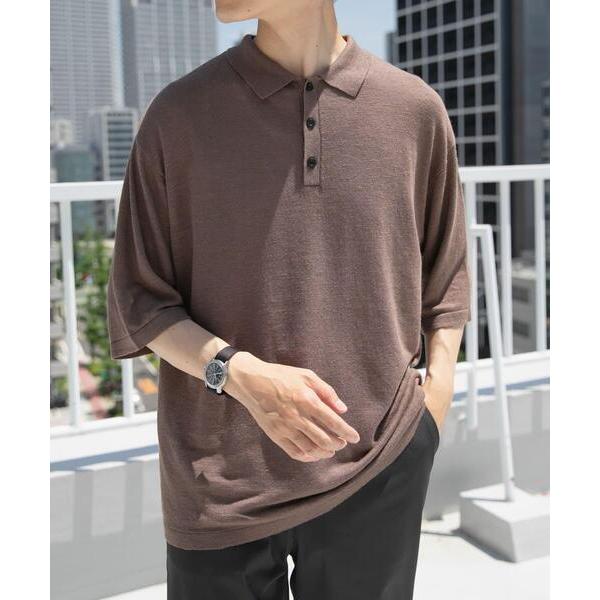 ポロシャツ レーヨンリネン半袖ニットポロ メンズ