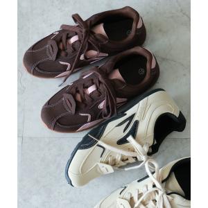 スニーカー やわらかソールバイカラーレースアップスニーカー レディース