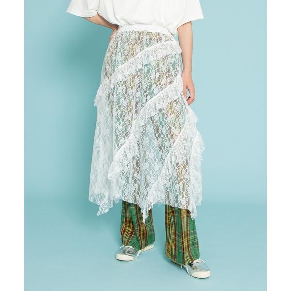 スカート レースレイヤードスカート