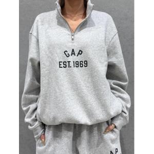 トレーナー スウェット ビンテージソフト オーバーサイズ GAPロゴ 1/4ジップアッププルオーバー メンズ レディース