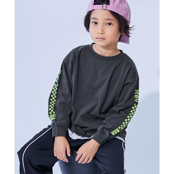 tシャツ 綿100％ デビラボ BIGシルエット 袖プリント袖リブ 長袖Tシャツ キッズ 子供服 男...