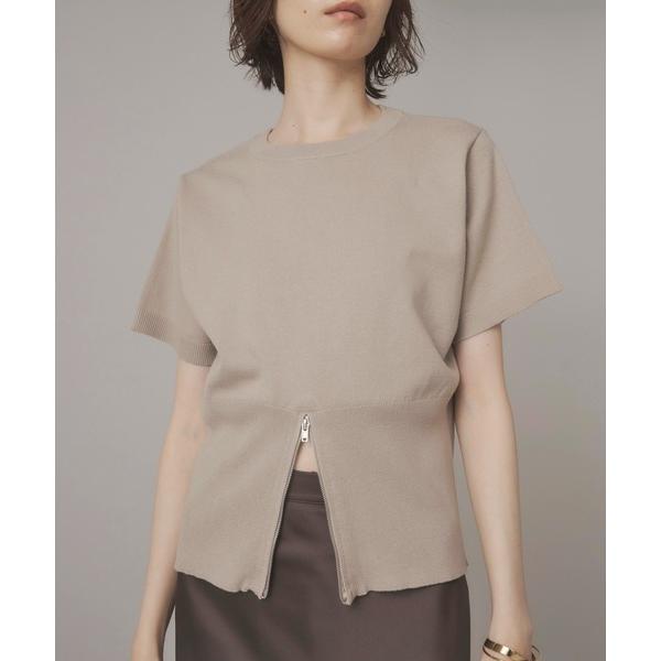 ニット セーター 「MINERTE」half zip hem knit / 裾ハーフジップ半袖ニット...