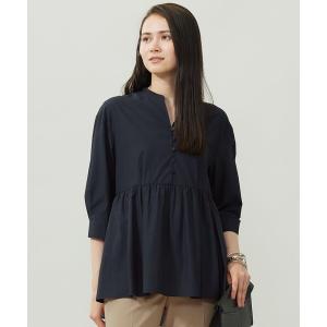 ブラウス シャツ シアーソフトシャンブレーペプラム ブラウス レディース