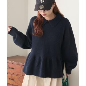 JUNOAH ニット セーター チュールペプラムドッキングニット